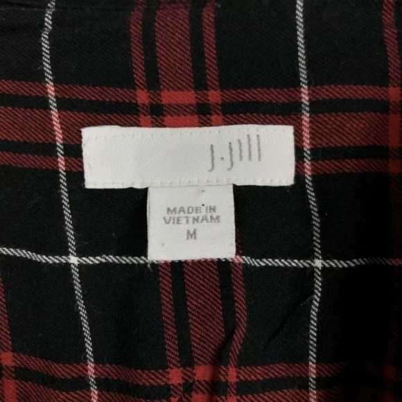 J Jill Top Red Black Plaid Button Down Tunic - Picture 3 of 5